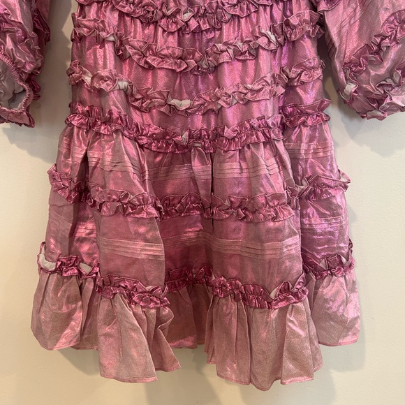 NWT Cynthia Rowley Pink Silk Ruffle Off Shoulder Mini Dress $600 Retail Size XS - Picture 5 of 10